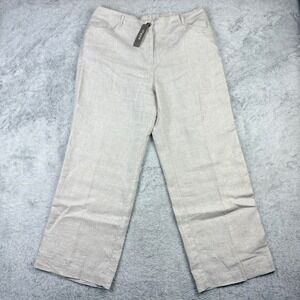 NEW‎ Chico's Women Linen Pants Elastic Stretch Waist Beige Wide Leg Lagen 2.5 P